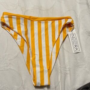 Yellow and White Striped Bikini Bottom Nuera NWT size Medium